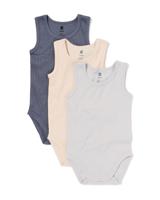 HEMA Rompers Rib Katoen Met Stretch - 3 Stuks Blauw (blauw)