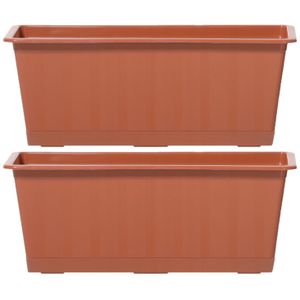 2x Terracotta kunststof Agro plantenbakken/bloembakken 50 cm