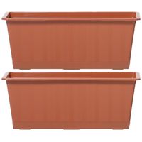 2x Terracotta kunststof Agro plantenbakken/bloembakken 50 cm - thumbnail