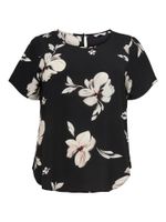 ONLY CARMAKOMA top met korte mouw en bloemenprint CARVICA zwart/wit/rood - thumbnail