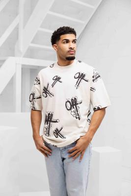 Off The Pitch Off Mark Oversized T-Shirt Heren Gebroken Wit - Maat XS - Kleur: Gebroken Wit | Soccerfanshop