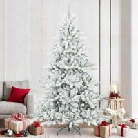 VidaXL Kunstmatige inklapbare kerstboom wit 240 cm pvc en staal