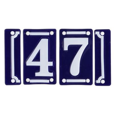 Best for Boots huisnummer 47 - met sierrand - Oudhollands - emaille - blauw/wit