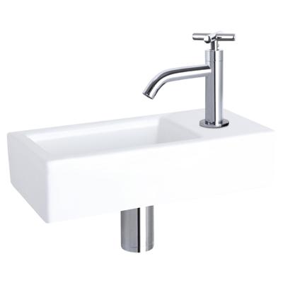 Differnz Ravo fonteinset keramiek - kraan kruis - 38.5 x 18.5 x 9 cm - chroom