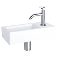 Differnz Ravo fonteinset keramiek - kraan kruis - 38.5 x 18.5 x 9 cm - chroom