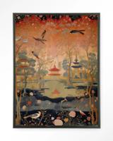 Urban Cotton Wandkleed 'Oriental Night' 145 x 190cm in Floating Frame - black