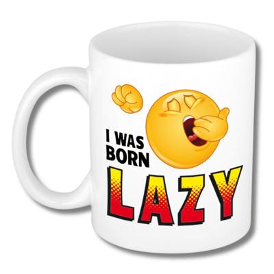 Collega Cadeau Koffiemok - wit - I was born Lazy - 300 ml - Kantoorhumor serie Collega Cadeau Koffiemok - wit - I was born Lazy - 300 ml - Kantoorhumor serie