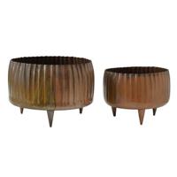 PTMD Ziggi Copper patina iron ribbed pot round feet SV2