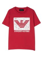 Emporio Armani Kids t-shirt en coton à logo imprimé - Rouge - thumbnail