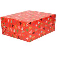 1x Rollen inpakpapier/cadeaupapier Kerst print rood 2,5 x 0,7 meter 70 grams luxe kwaliteit - thumbnail