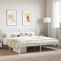 Bedframe met hoofdbord metaal wit 193x203 cm
