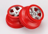 Wheels, sct satin chrome with red beadlock, dual profile (2.2" outer 3.0" inner) (2) - thumbnail