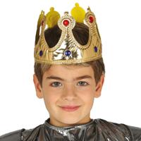 Verkleed kroon voor kinderen - goud - stof - koning - prins - koningsdag/carnaval Verkleed kroon voor kinderen - goud - stof - koning - prins - koningsdag/carnaval