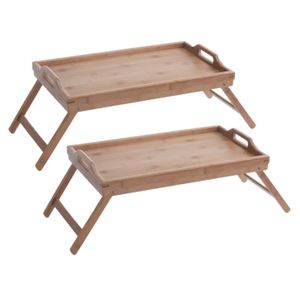 Set van 2x stuks dienbladen/serveerbladen op poten bamboe hout 50 x 30 cm