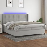 Boxspring met matras en LED stof lichtgrijs 200x200 cm