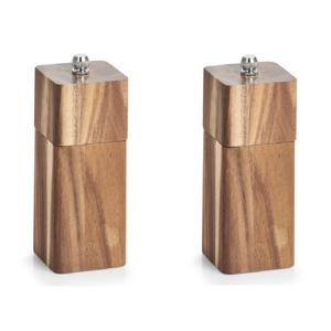 Zeller Peper/zout molens - 2x - acacia hout - 13 x 5 cm - Keuken/koken - Pepermolen - Zoutmolen