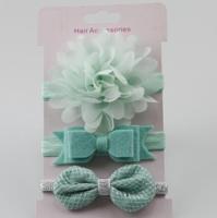 3 in 1Children Bow bloem hoofdband haar band haar ring Lees Tiara (mint groen)