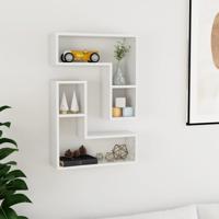 Wandschappen 2 st 50x15x50 cm spaanplaat hoogglans wit
