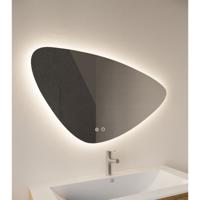 Badkamerspiegel Strano | 80x47 cm | Driehoekig | Indirecte LED verlichting | Touch button | Met spiegelverwarming
