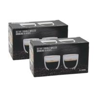 Koffieglazen - dubbelwandig - 4x - 350 ml - theeglazen - hittebestendig