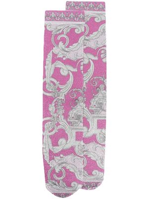 Versace chaussettes à imprimé baroque - Rose