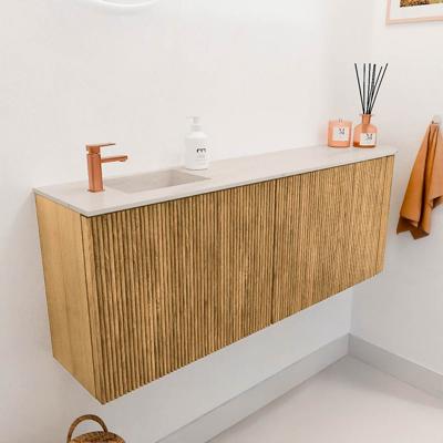 Toiletmeubel Mondiaz Joya Dlux | 111.6 cm | Meubelkleur Oak | Faye wastafel Meli Wasbak Links | 1 kraangat