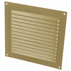 AMIG Ventilatierooster/muurrooster - 150 x 150mm - aluminium - goud - schoepenrooster