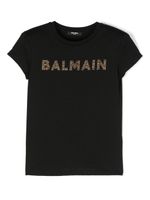 Balmain Kids t-shirt orné de cristal à logo imprimé - Noir