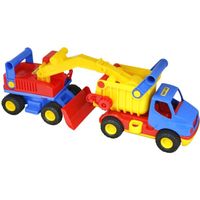 truck met graafmachine