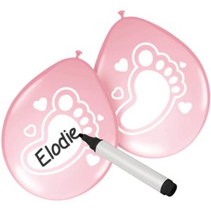 Beschrijfbare Ballonnen Baby Roze (6st)