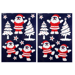 2x Velletje kerst raamversiering kerstmannetjes raamstickers 28,5 x 40 cm