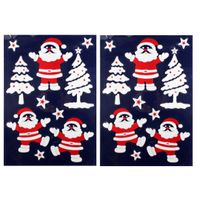 2x Velletje kerst raamversiering kerstmannetjes raamstickers 28,5 x 40 cm