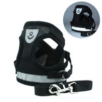 Verstelbare polyester mesh reflecterende vest lood leiband voor huisdier hond maat: S (zwart) Verstelbare polyester mesh reflecterende vest lood leiband voor huisdier hond maat: S (zwart)