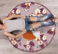 Ronde kleurrijke bloem woonkamer kleed