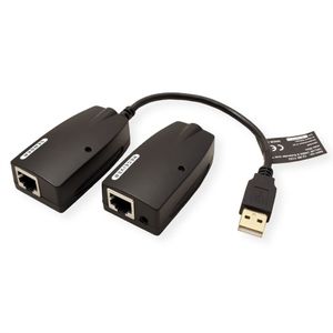 VALUE 12.99.1123 tussenstuk voor kabels USB-A, RJ-45 Zwart