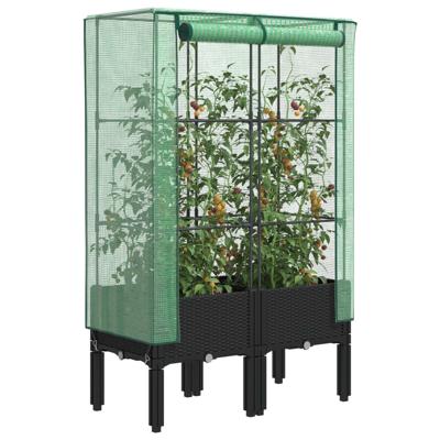 VidaXL Plantenbak verhoogd met kashoes 80x40x140 cm rattanlook