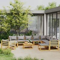 12-delige Loungeset met kussens massief acaciahout