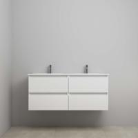 On-Line Onderkast - 120 cm - Voorgemonteerd - Porseleinen Wastafel - 2 Kraangaten - Hoogglans Wit