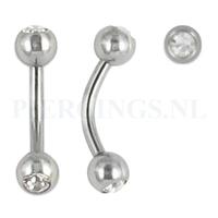 Banana 1.6 mm chirurgisch staal kristal 8 mm + 5 mm bal Banana 1.6 mm chirurgisch staal kristal 8 mm + 5 mm bal