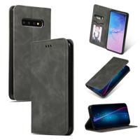 Retro huid voelen Business magnetische horizontale Flip lederen case voor Samsung Galaxy S10?? (donkergrijs)