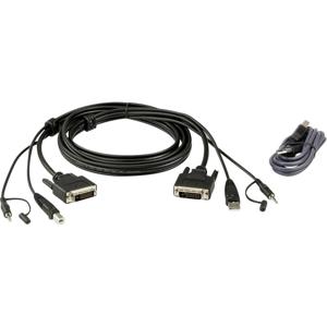 ATEN KVM Aansluitkabel [1x DVI-D-stekker, USB-A 2.0 stekker, Jackplug male 3,5 mm - 1x DVI-D-stekker, USB 2.0 bus A, Jackplug male 3,5 mm] 1.80 m Zwart