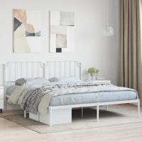 Bedframe met hoofdbord metaal wit 160x200 cm - thumbnail