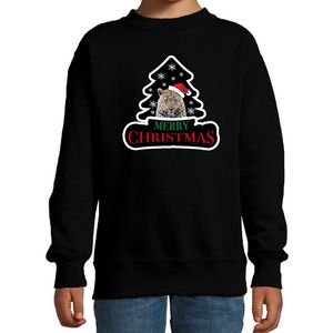 Dieren kersttrui luipaard zwart kinderen - Foute luipaarden kerstsweater
