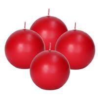 Trend Candles Bolkaars glad - 4x - rood - 8 cm - 25 branduren - ronde kaarsen