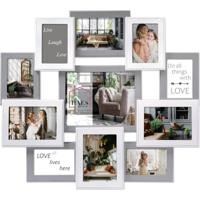 Haes Deco Houten Galerie / multi fotolijst Valence in de kleuren grijs en wit voor foto 20x25, 4 foto's 13x18 en 6 foto's 10x15 (formaat 69x63 cm) - M