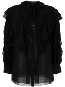 SHIATZY CHEN blouse en soie à volants - Noir