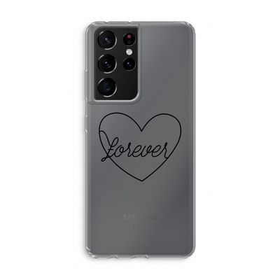 Forever heart black: Samsung Galaxy S21 Ultra Transparant Hoesje