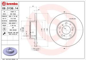 Remschijf BREMBO, Remschijftype: Massief, u.a. für Citroën, Peugeot, Fiat