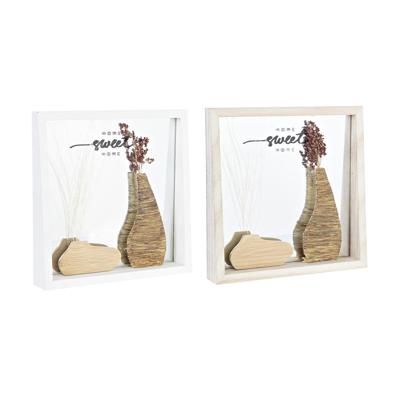 Wandspiegel DKD Home Decor Wit Natuurlijk Cottage 25 x 4 x 25 cm (2 Stuks)