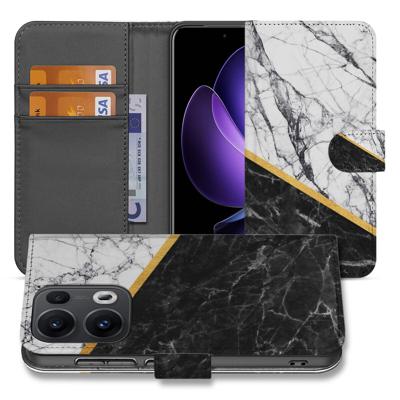 OPPO Reno 13 Pro | Bookcase | Marmer Wit Zwart OPPO Reno 13 Pro | Bookcase | Marmer Wit Zwart